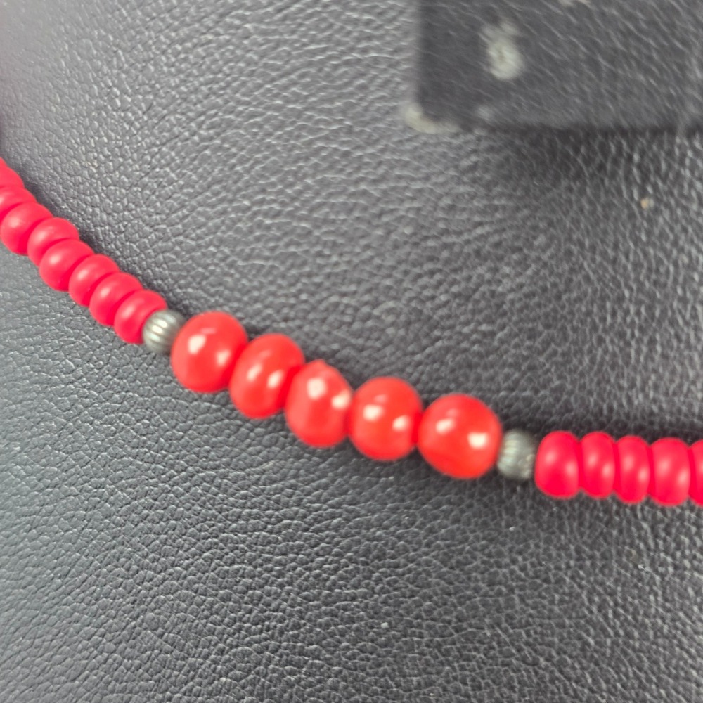 Retired Silpada Red Coral Sterling Silver Beaded Southwestern Choker Necklace - Picture 2 of 10